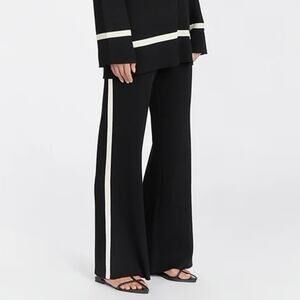 SOLD DISSH Black Wide Leg Pants with White Stripe